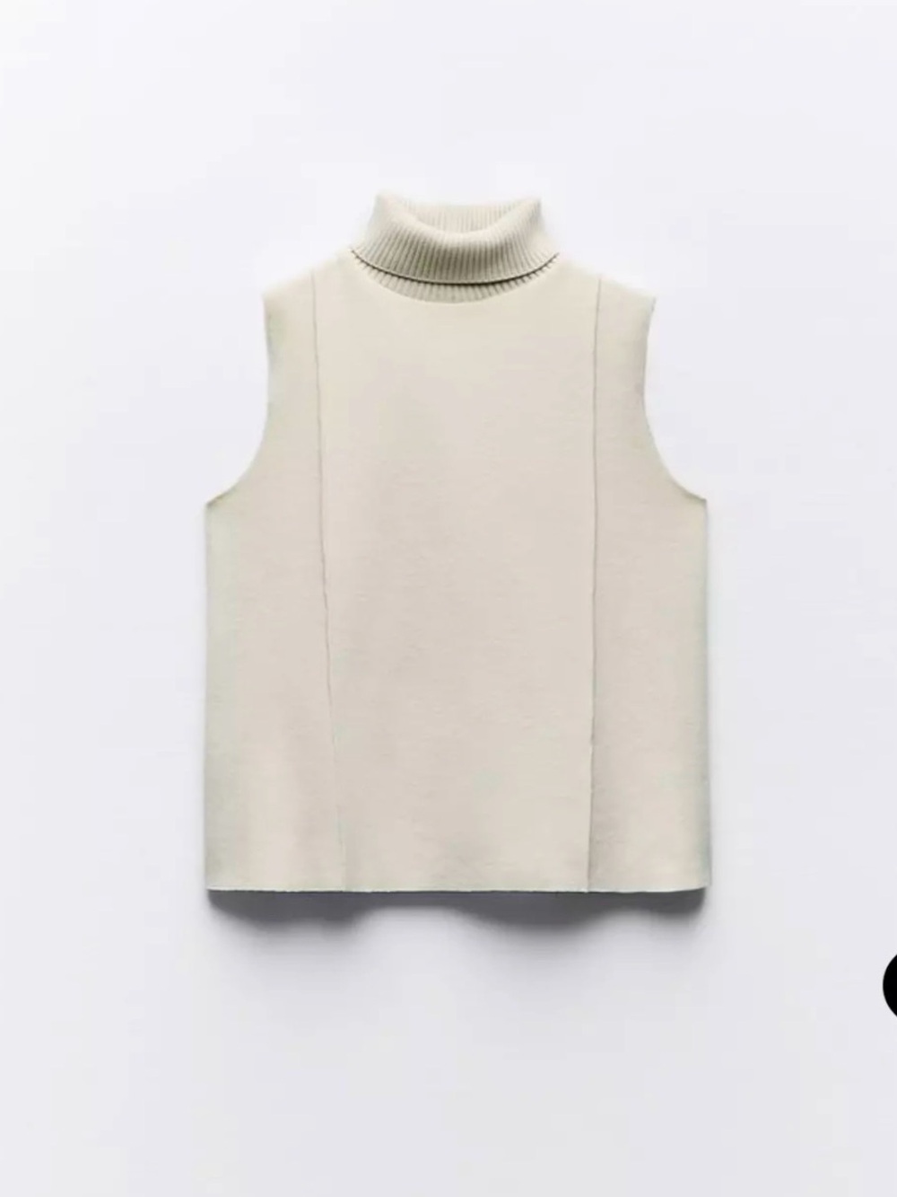 Zara Ribbed Sleeveless Turtleneck in Cream